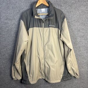 Columbia Mens XLT Windbreaker Rain Jacket Dark Gray Beige Lightweight